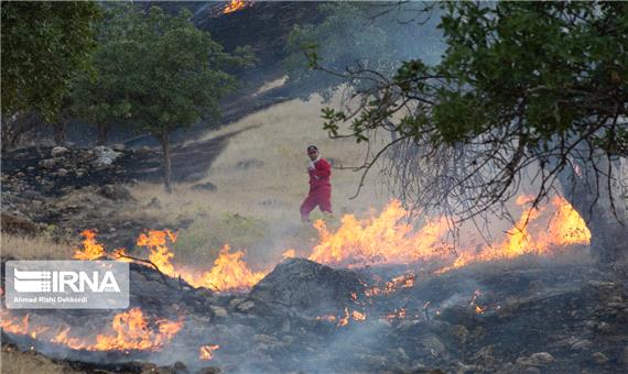 آتش در ارتفاعات بخش دهدز شهرستان ایذه شعله‌ور شد