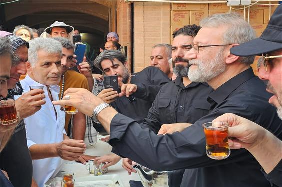 حضور لاریجانی در مسیر پیاده روی نجف تا کربلا