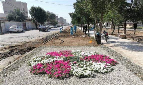 اجرای فرش‌های گل در اهواز با کمک شهرداری