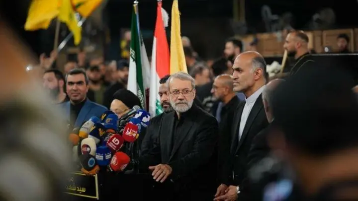 حضور علی لاریجانی در مراسم سالگرد شهید نصرالله